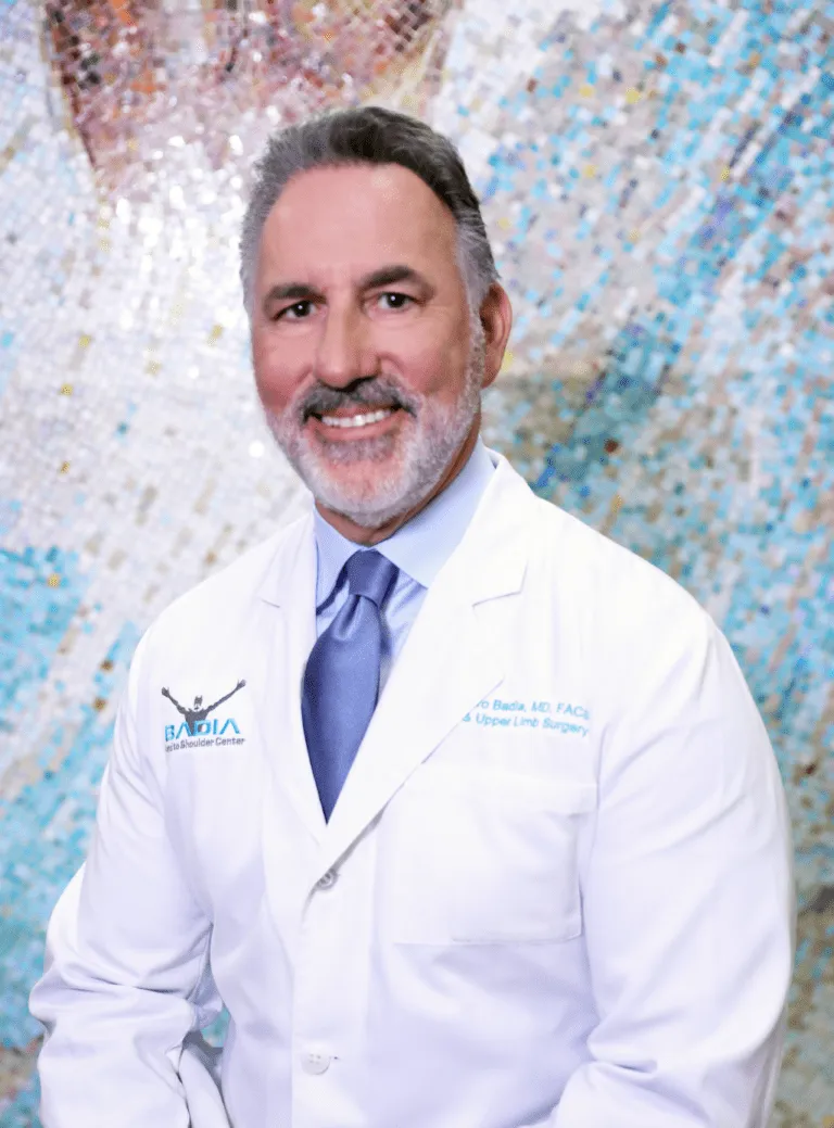 Dr. Badia in a white coat